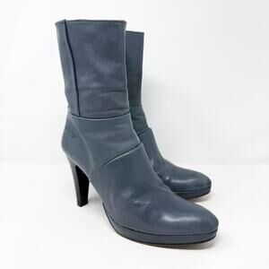 Destroy Gray Leather High Heel Boots Women's EU 39/US 9 Side Zip Made in Spain
